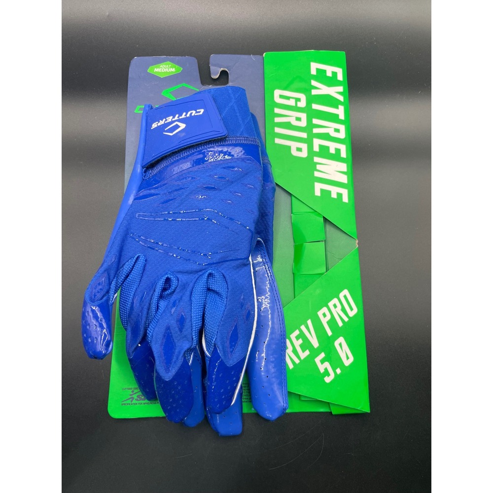 Cutters Rev Pro 2.0 Receiver Football Gloves Blue Adult Med. New NWT C-TACK Grip